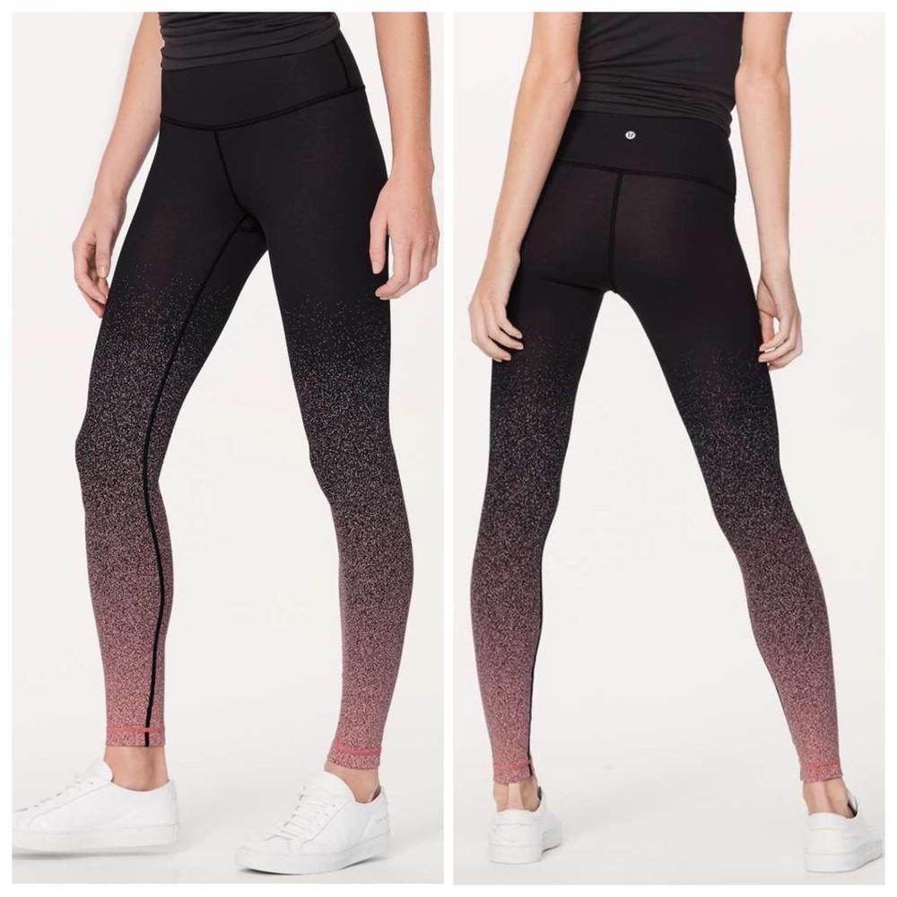 LULULEMON Wunder Under Hi-Rise Legging (Ombre Speckle) 28" Black Pink Sz 2